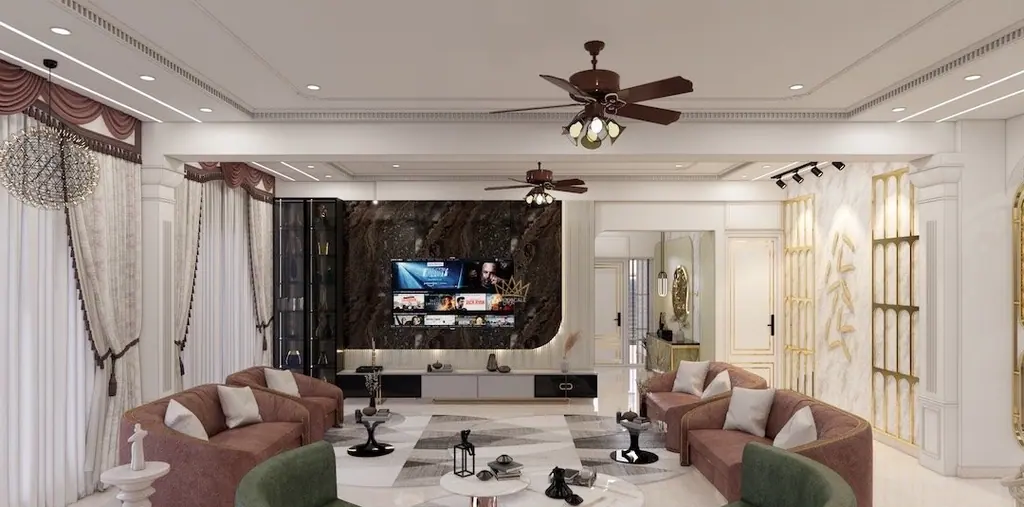 Formal living room detail from a ModScale villa project in Bengaluru